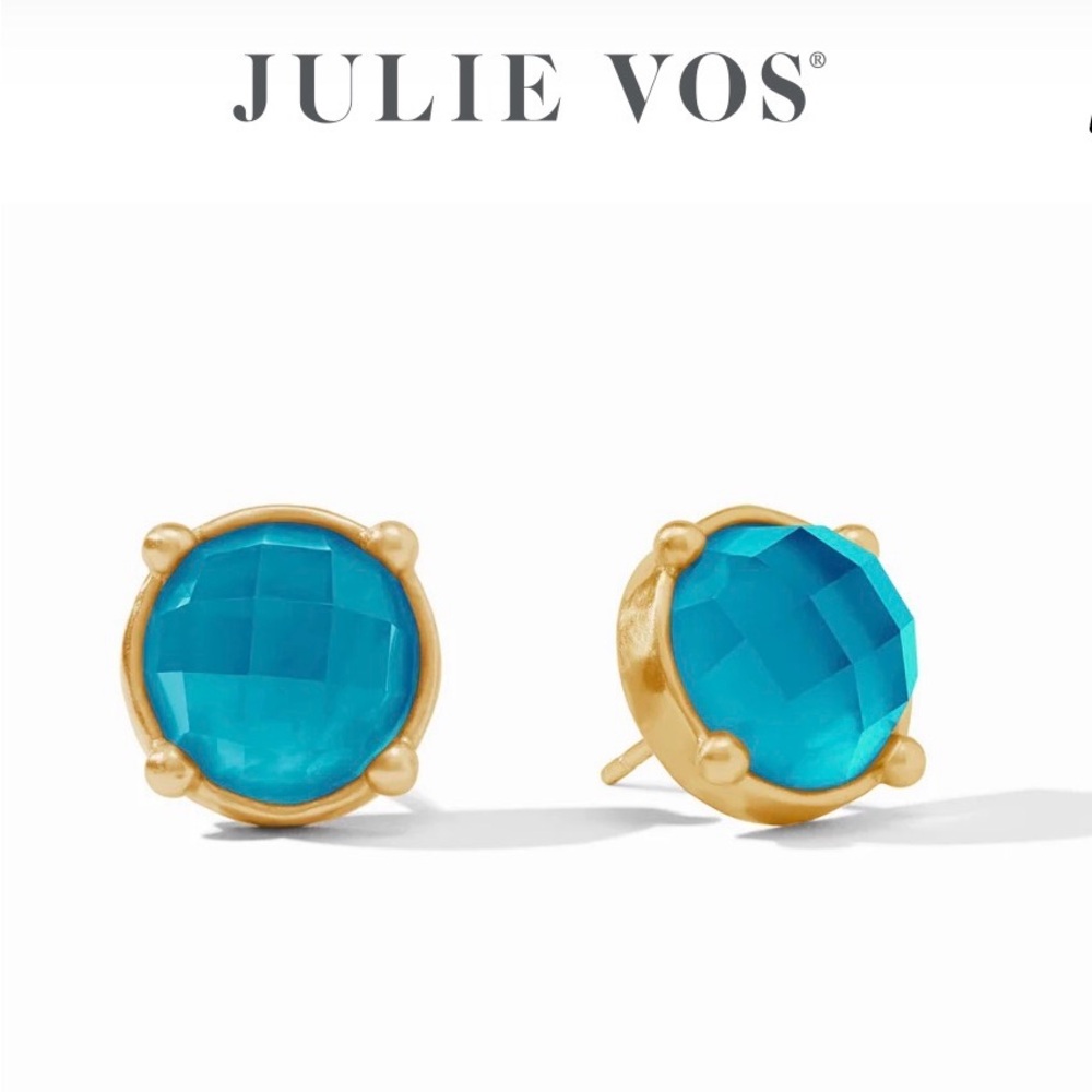 Julie Vos Gold and Blue Stud Earrings